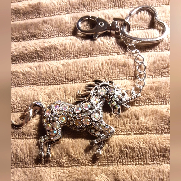 Hand Crafted Accessories - Hand Crafted Rhinestone Unicorn Key Chain/ Purse  Charm 3" Unicorn